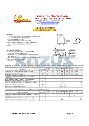 DF-01-LFR datasheet - 1A BRIDGE RECTIFIERS