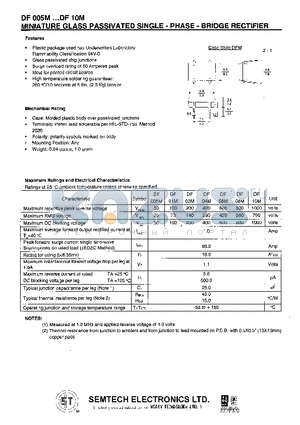 DF005M datasheet - MINIATURE GLASS PASSIVATED SINGLE - PHASE - RECTIFIER
