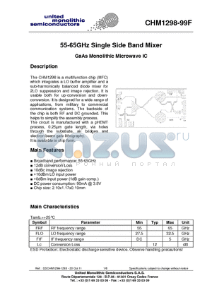 CHM1298-99F datasheet - 55-65GHz Single Side Band Mixer