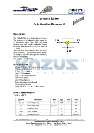 CHM2179B datasheet - W-band Mixer