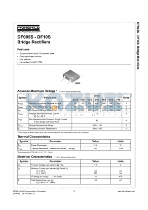DF005S datasheet - Bridge Rectifiers