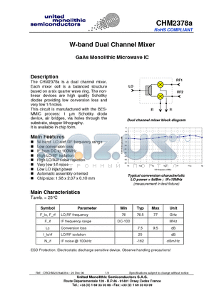 CHM2378A datasheet - W-band Dual Channel Mixer