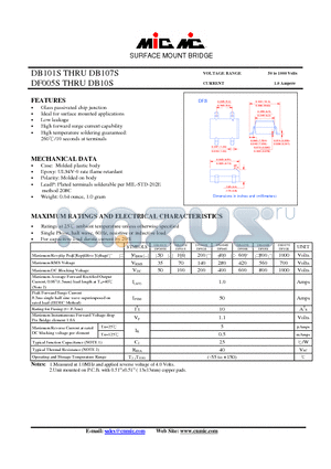 DF005S datasheet - SURFACE MOUNT BRIDGE