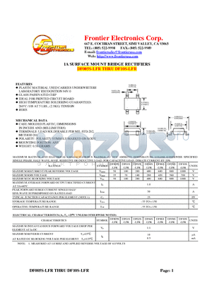 DF005S-LFR datasheet - 1A SURFACE MOUNT BRIDGE RECTIFIERS