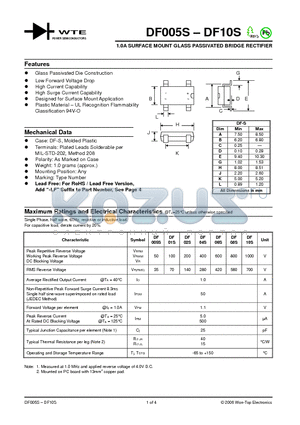 DF005S_06 datasheet - 1.0A SURFACE MOUNT GLASS PASSIVATED BRIDGE RECTIFIER