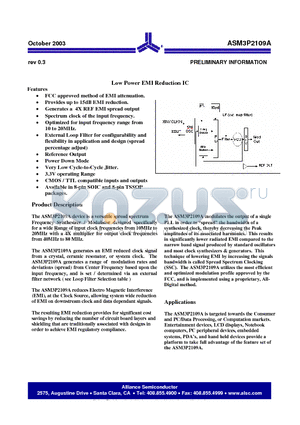 ASM3P2109A datasheet - Low Power EMI Reduction IC
