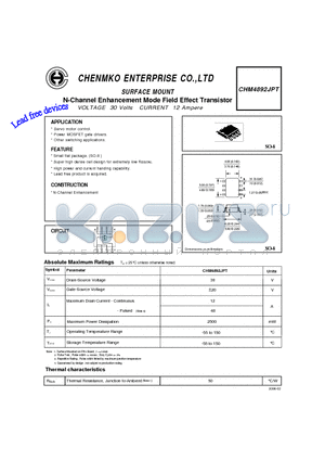 CHM4892JPT datasheet - N-Channel Enhancement Mode Field Effect Transistor