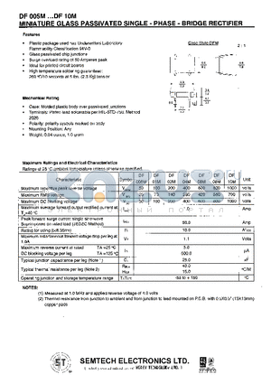 DF01M datasheet - MINIATURE GLASS PASSIVATED SINGLE - PHASE - BRIDGE RECTIFIER