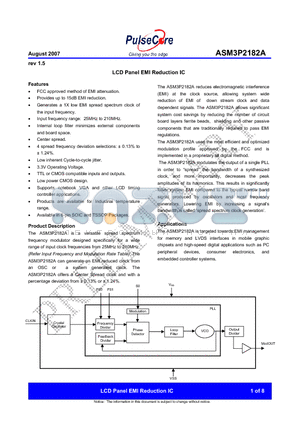 ASM3P2182A-08ST datasheet - LCD Panel EMI Reduction IC