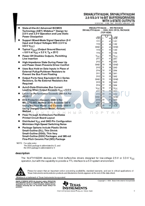 74ALVTH162244LRG4 datasheet - 2.5-V/3.3-V 16-BIT BUFFERS/DRIVERS WITH 3-STATE OUTPUTS