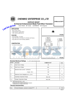 CHM6030LPAPT datasheet - N-Channel Enhancement Mode Field Effect Transistor