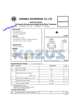 CHM63A3PAPT datasheet - N-Channel Enhancement Mode Field Effect Transistor