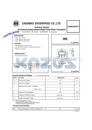 CHM6426XPT datasheet - N-Channel Enhancement Mode Field Effect Transistor