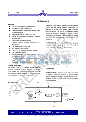 ASM3P2185B datasheet - EMI Reduction IC