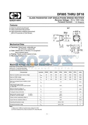 DF02 datasheet - GLASS PASSIVATED CHIP SINGLE-PHASE BRIDGE RECTIFIER