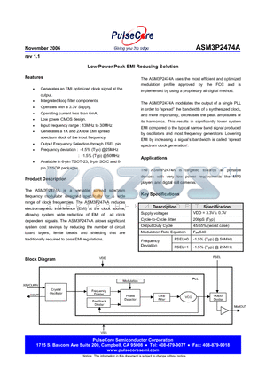 ASM3P2474AF-06OR datasheet - Low Power Peak EMI Reducing Solution