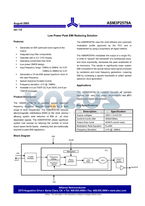 ASM3P2579A datasheet - Low Power Peak EMI Reducing Solution