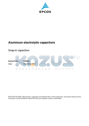 B43504D9227M002 datasheet - Aluminum electrolytic capacitors
