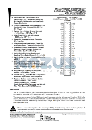 74ALVTH16827GRE4 datasheet - 2.5-V/3.3-V 20-BIT BUFFERS/DRIVERS WITH 3-STATE OUTPUTS