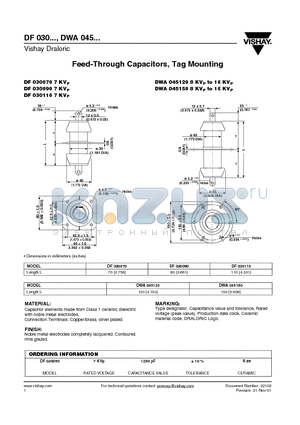 DF030070 datasheet - Feed-Through Capacitors, Tag Mounting