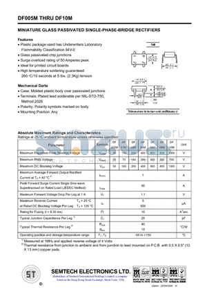 DF04M datasheet - MINIATURE GLASS PASSIVATED SINGLE-PHASE-BRIDGE RECTIFIERS