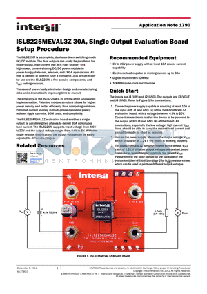 108-0740-001 datasheet - ISL8225MEVAL3Z 30A, Single Output Evaluation Board Setup Procedure