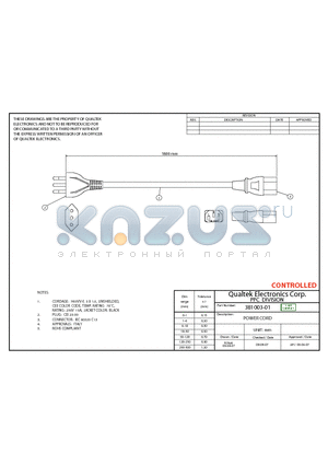 381003-01 datasheet - POWER CORD