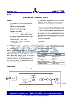 ASM3P2769A-08TR datasheet - Low Power Peak EMI Reducing Solution