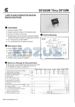 DF06M datasheet - 1 AMP GLASS PASSIVATED SILICON BRIDGE RECTIFIER