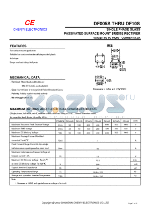 DF06S datasheet - SINGLE PHASE GLASS PASSIVATED SURFACE MOUNT BRIDGE RECTIFIER