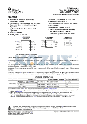 74AUC2G125DCTRE4 datasheet - DUAL BUS BUFFER GATE WITH 3-STATE OUTPUTS