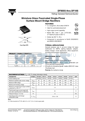 DF06S datasheet - Miniature Glass Passivated Single-Phase Surface Mount Bridge Rectifiers