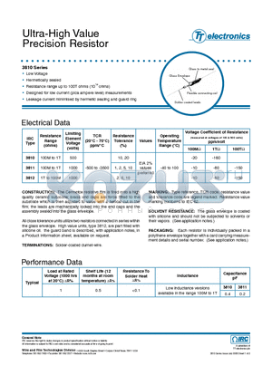 3812 datasheet - Ultra-High Value Precision Resistor