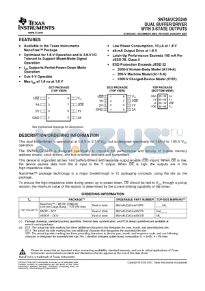 74AUC2G240DCTRG4 datasheet - DUAL BUFFER/DRIVER WITH 3-STATE OUTPUTS