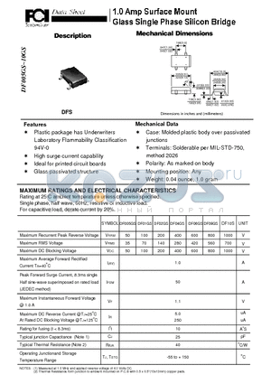 DF08GS datasheet - 10.Amp Surface Mount Glass Single Phase Silicon Bridge