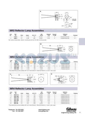 1088-3 datasheet - MR3 Reflector Lamp Assemblies