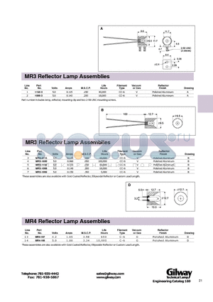 1088-3 datasheet - MR3 Reflector Lamp Assemblies