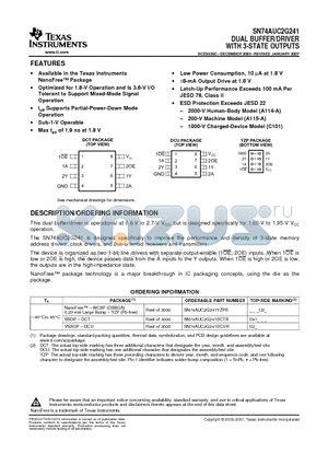 74AUC2G241DCURE4 datasheet - DUAL BUFFER/DRIVER WITH 3-STATE OUTPUTS