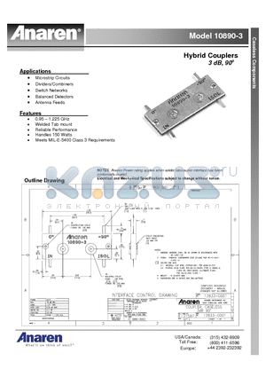 10890-3 datasheet - Hybrid Couplers