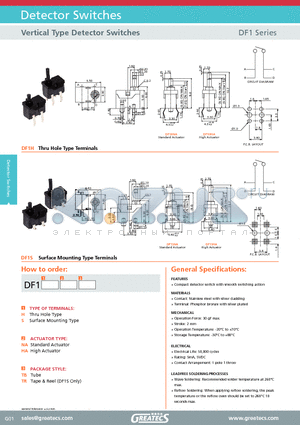 DF1 datasheet - Vertical Type Detector Switches