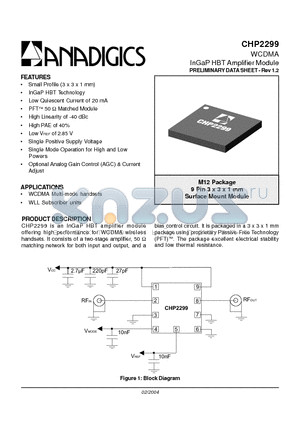 CHP2299 datasheet - WCDMA InGaP HBT Amplifier Module