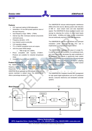 ASM3P2821B datasheet - Low Power EMI Reduction IC