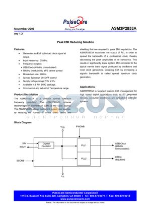 ASM3P2853AF-08ST datasheet - Peak EMI Reducing Solution