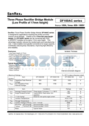 DF100AC datasheet - Three Phase Rectifier Bridge Module