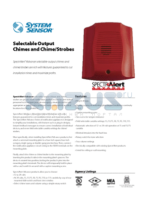 CHR datasheet - Selectable Output Chimes and Chime/Strobes