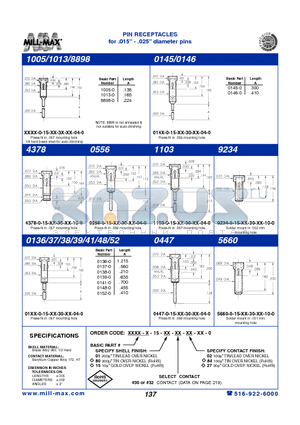 0136-0-15-01-30-02-04-0 datasheet - PIN RECEPTACLES