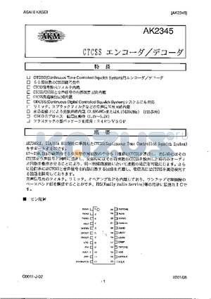 AK2345 datasheet - CTCSS(Continuous Tone Controlled Squelch System