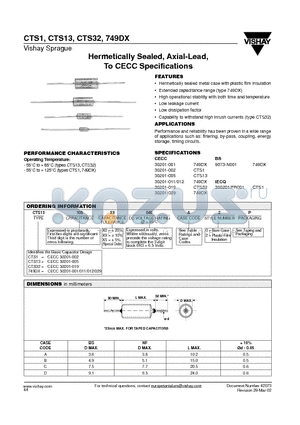 CTS32 datasheet - Hermetically Sealed, Axial-Lead, To CECC Specifications