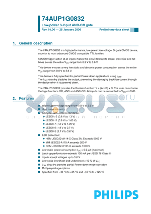 74AUP1G0832 datasheet - Low-power 3-input AND-OR gate