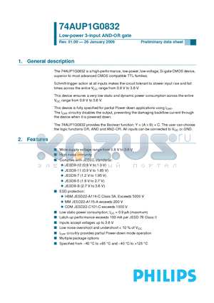 74AUP1G0832GF datasheet - Low-power 3-input AND-OR gate